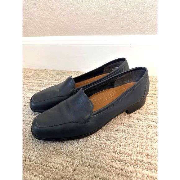 Naturalizer Shoes - Naturalizer Womens 7.5S Slim Navy Blue Leather Comfort Loafers Work Career Shoes